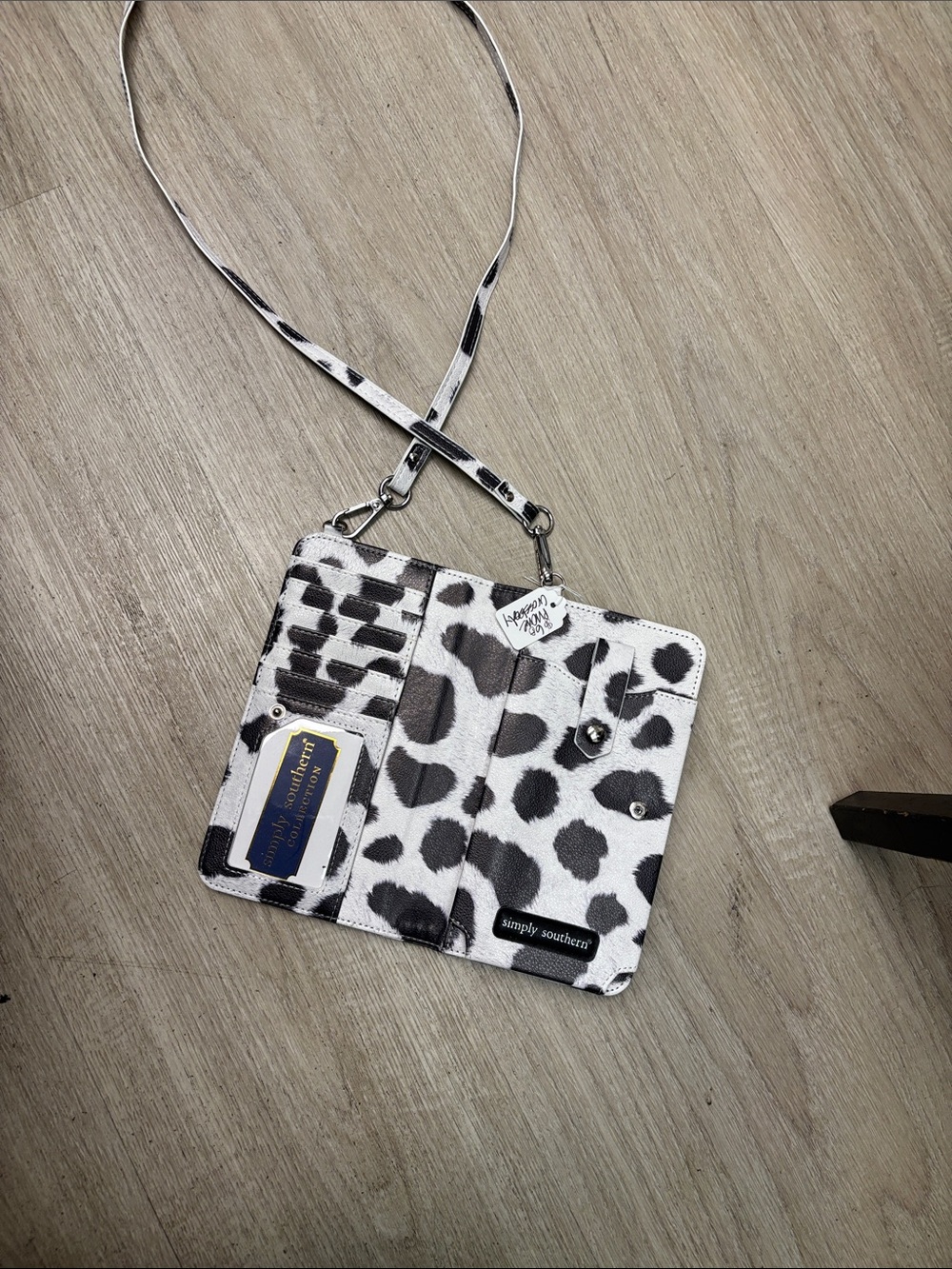 Simply Southern Black & White Cow Print Crossbody Wallet Wallet#007